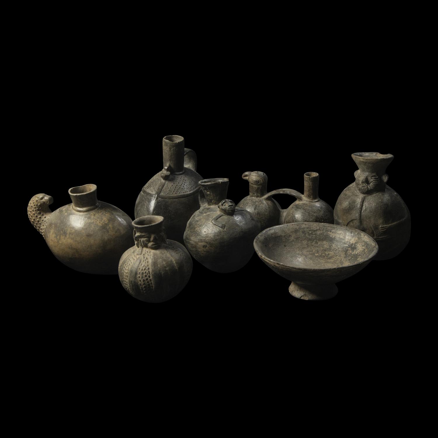 Seven Chimu Blackware Vessels