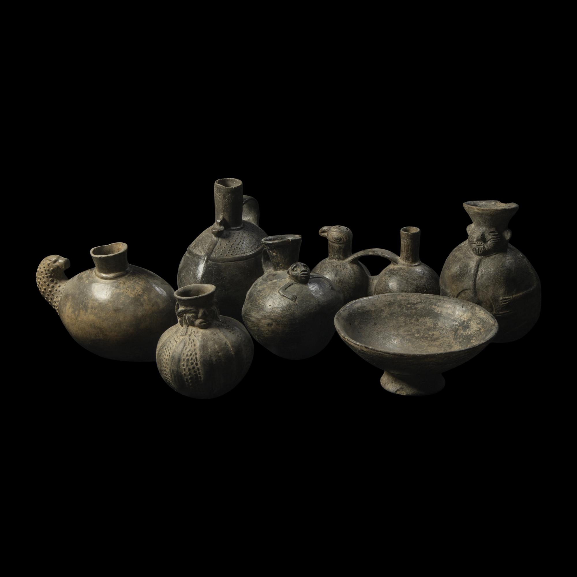 Seven Chimu Blackware Vessels