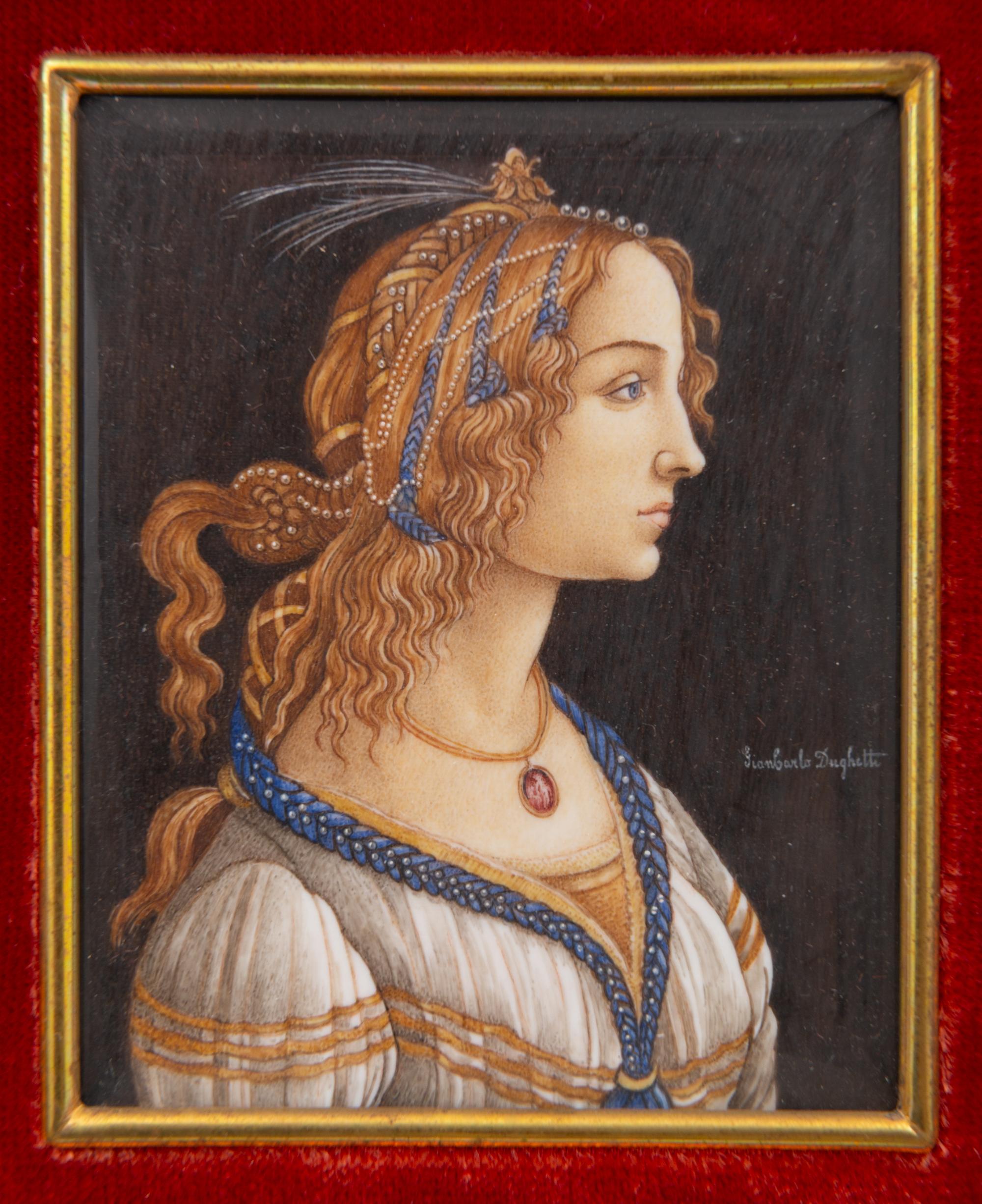 A Collection of Nine Framed Italian Miniature Portraits