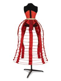 Two Women's Understructure Pieces: One Corset, One Crinoline, 1870s