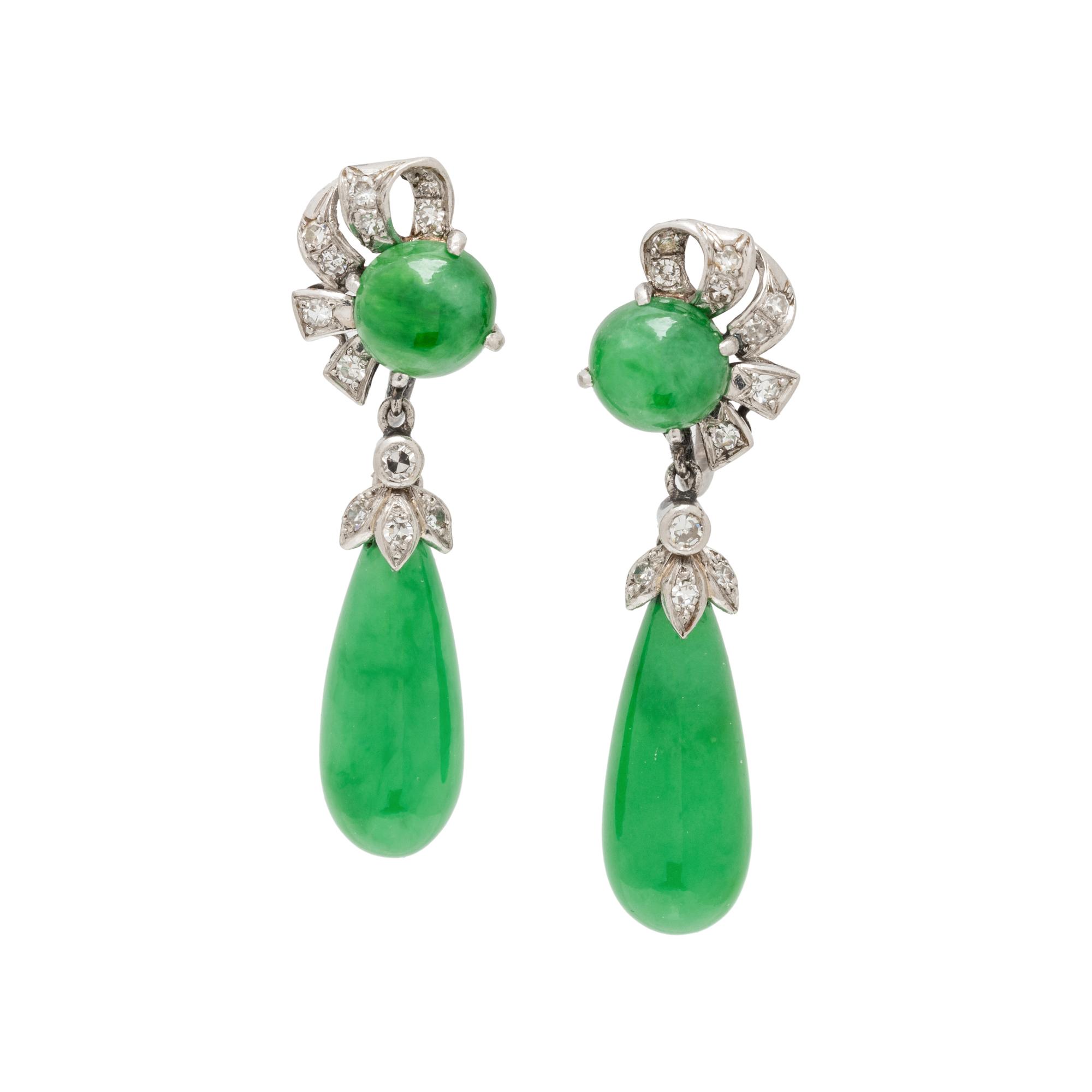 JADE AND DIAMOND EARRINGS