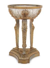An Empire Style Gilt Bronze and Cut Glass Centerpiece Bowl