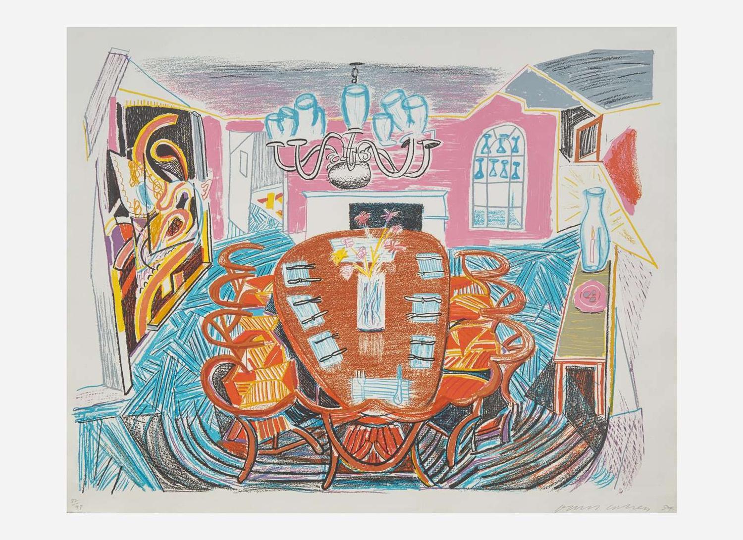 David Hockney (British, b. 1937), Tyler Dining Room (from Moving Focus)