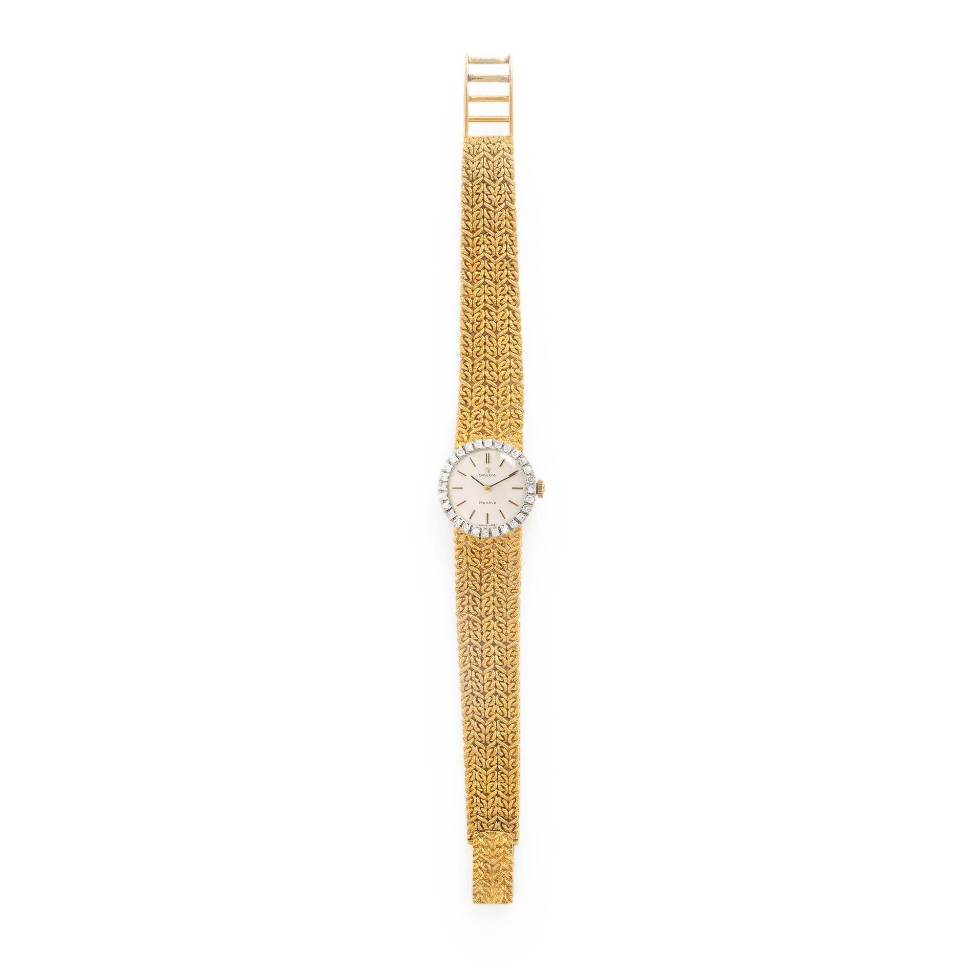 Omega, Yellow Gold and Diamond Watch