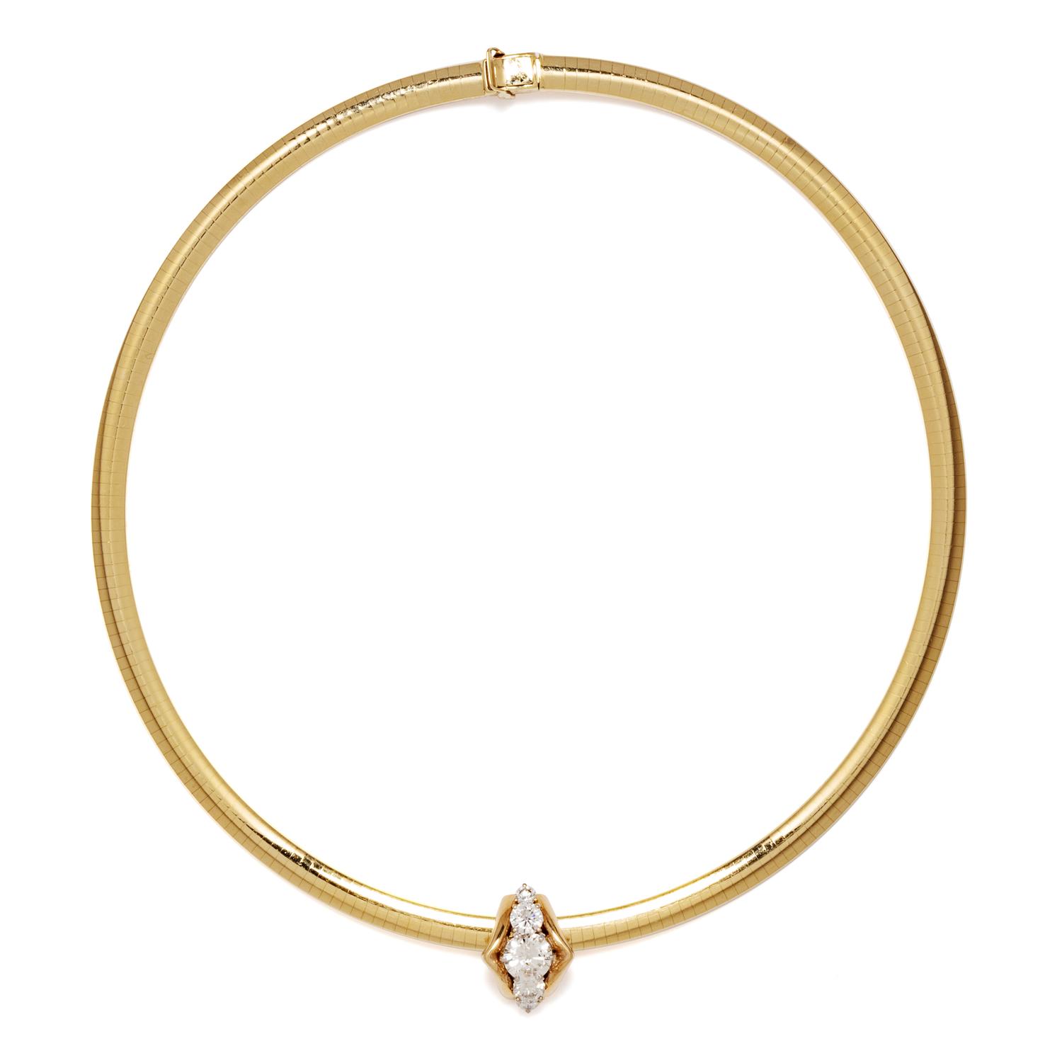 A Yellow Gold and Diamond Slide Pendant/Necklace, 29.90 dwts.