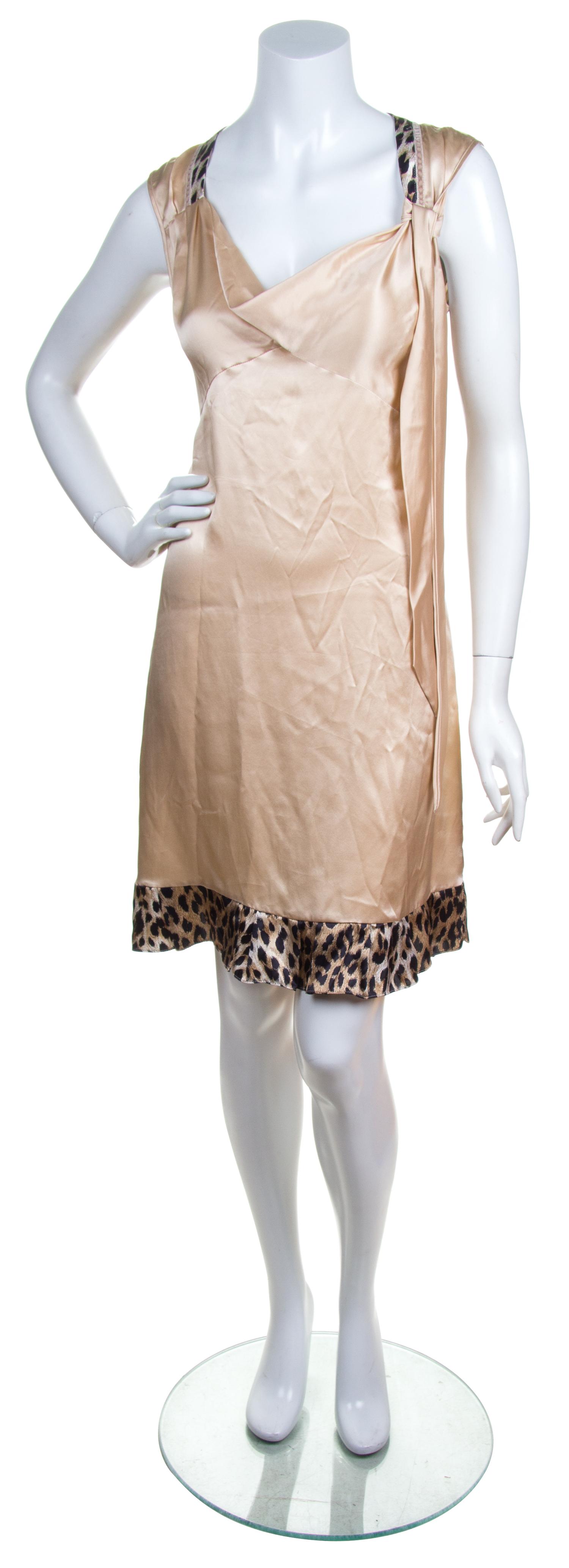 A Galliano Gold Silk Cocktail Dress, Size 28/42.