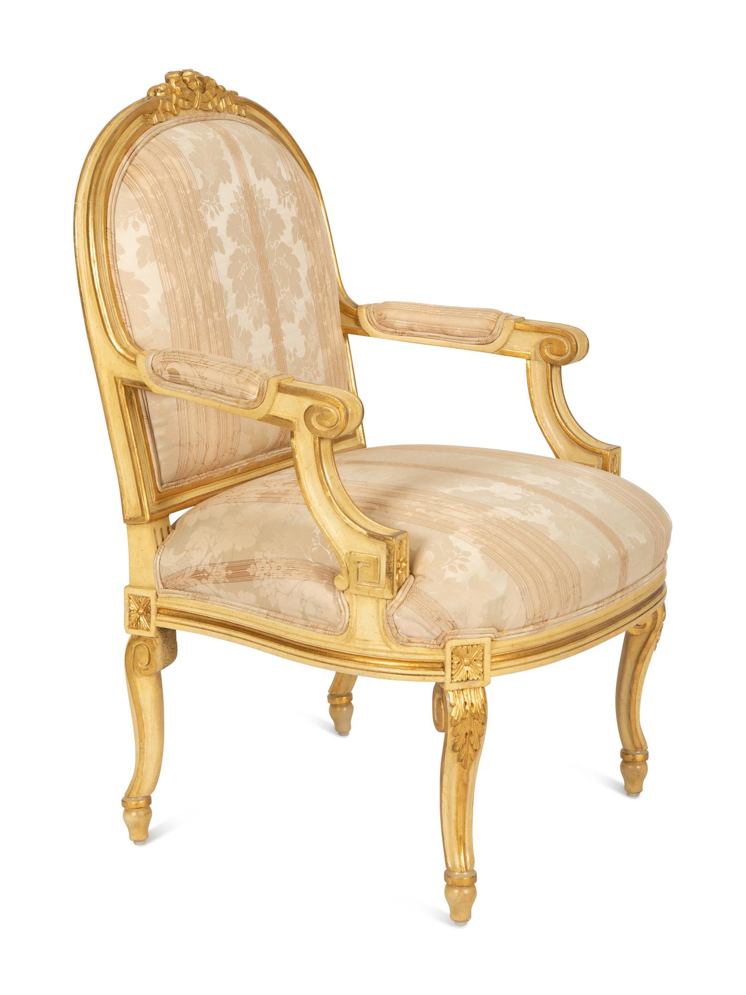 A Pair of Continental Painted and Giltwood Fauteuils