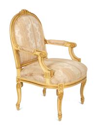 A Pair of Continental Painted and Giltwood Fauteuils