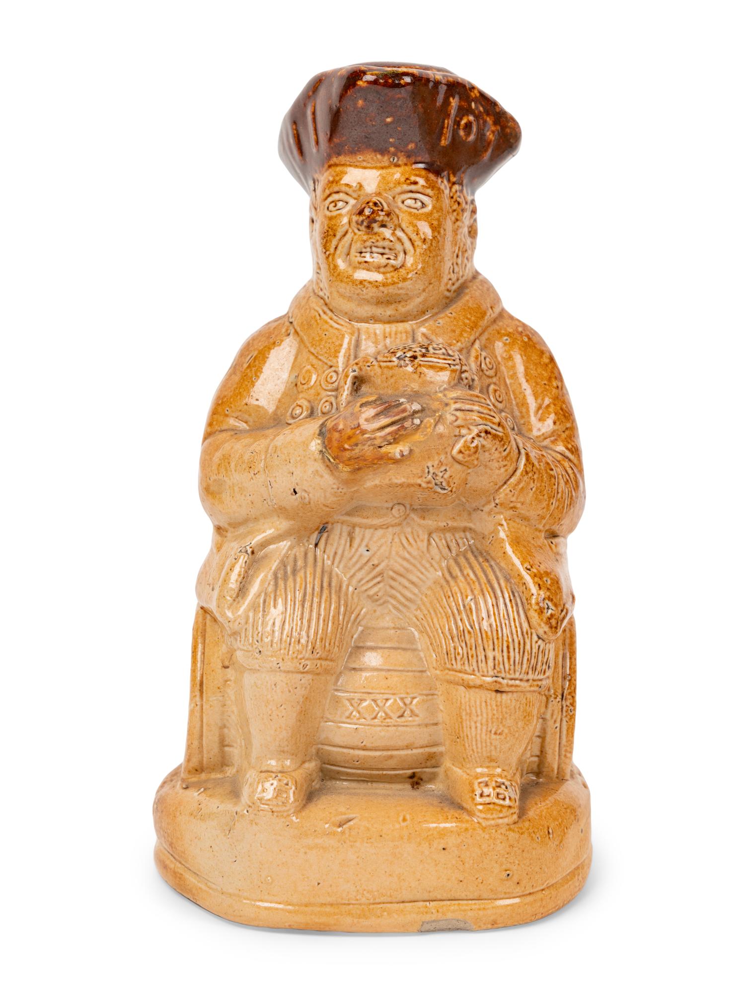 A Pearson & Co. Whittington Moor Toby Jug with Cover and a Stoneware Toby Flask
