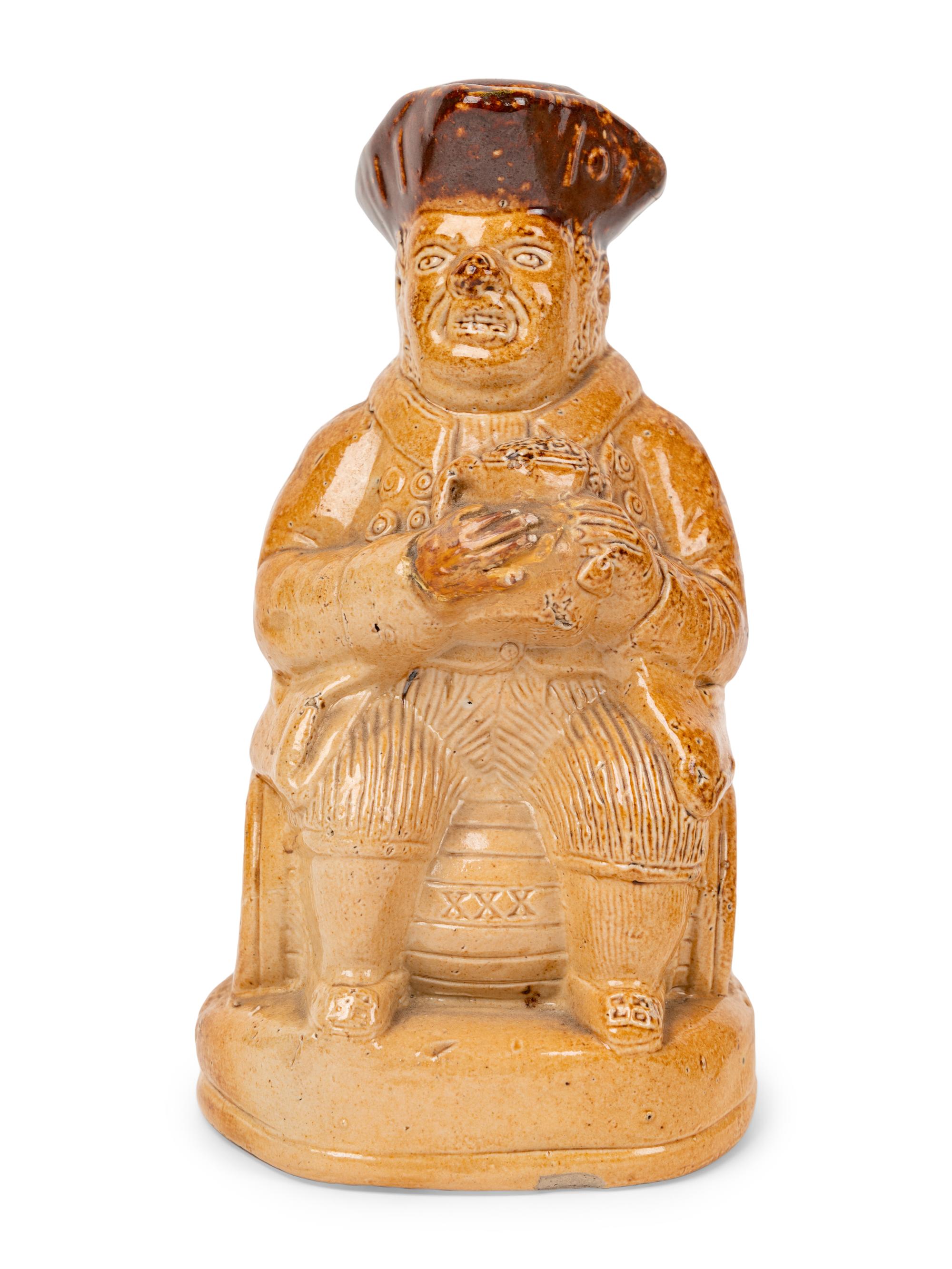 A Pearson & Co. Whittington Moor Toby Jug with Cover and a Stoneware Toby Flask