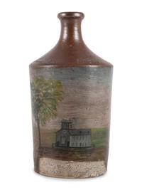 A Paint Decorated Stoneware Bottle