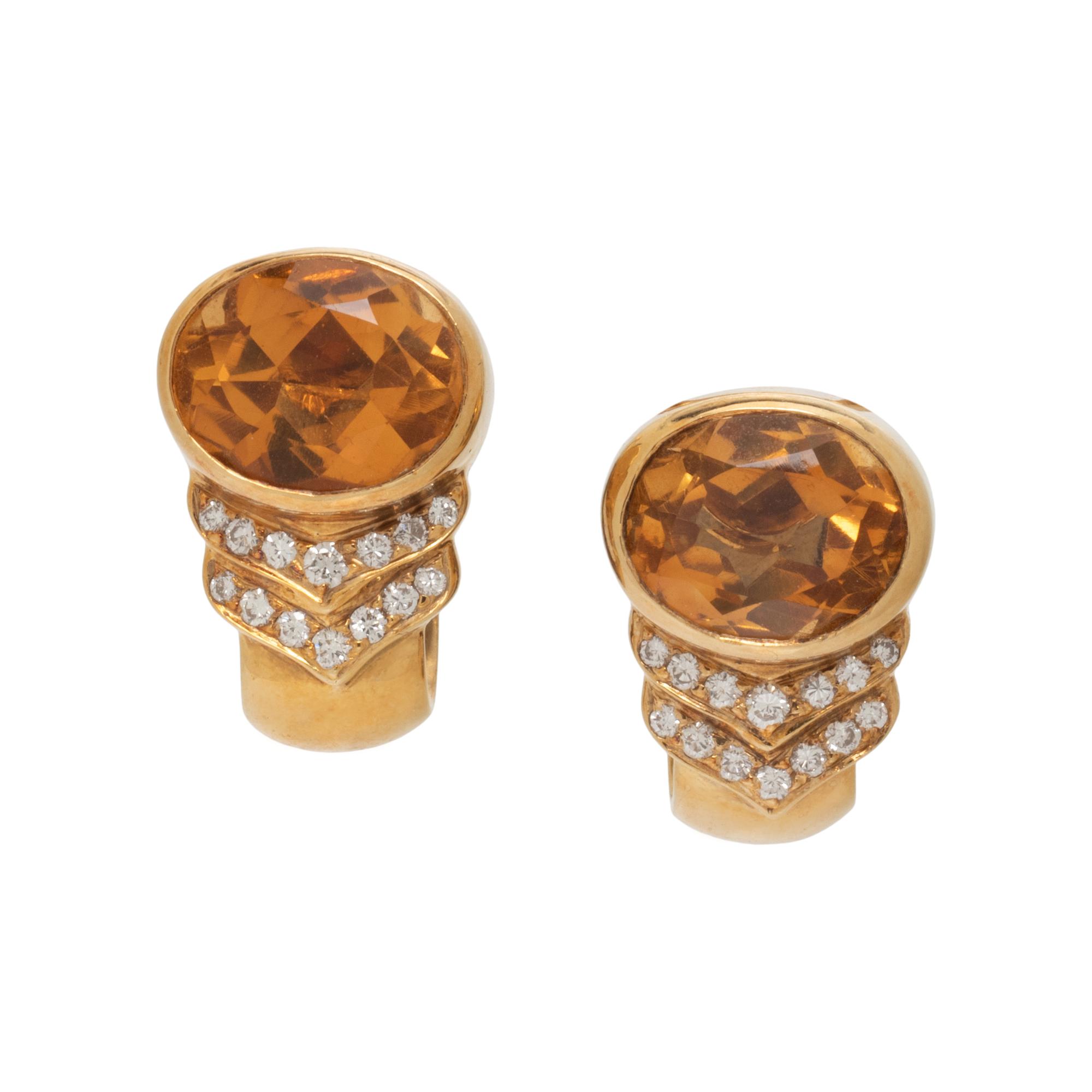 CITRINE AND DIAMOND CLIP EARRINGS