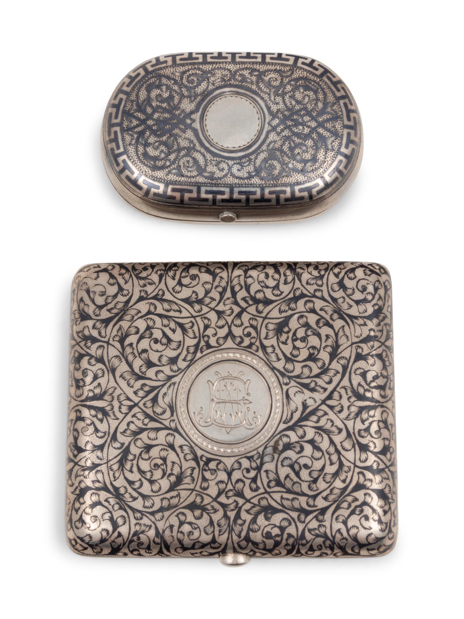 Two Russian Niello Silver Cases
