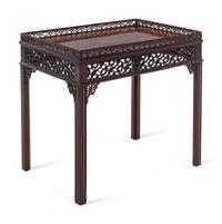 A George III Chinese Chippendale Style Carved and Figured Mahogany Silver Table