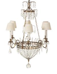 A Continental Gilt Bronze Six-Light Chandelier