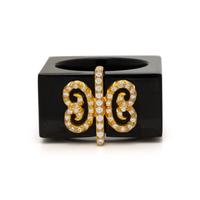 Henry Dunay, Black Jade, Diamond, and Yellow Gold Ring