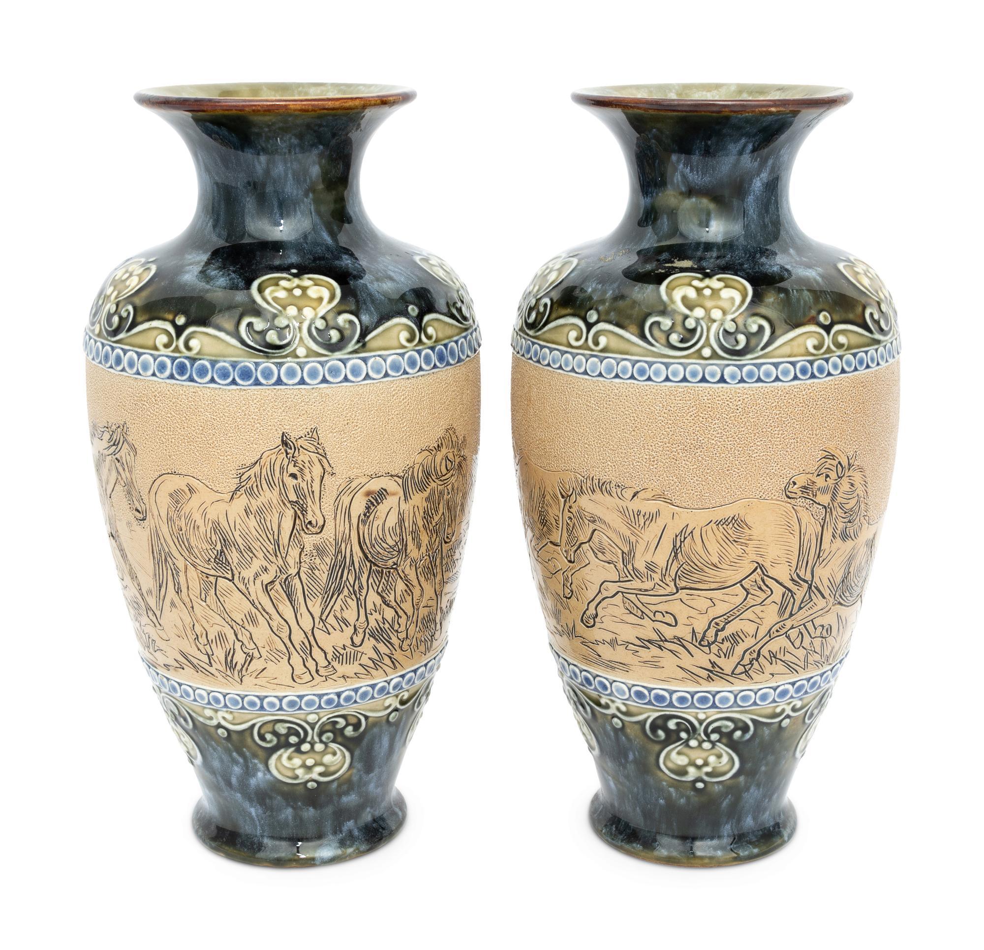 A Pair of Doulton Pottery Vases