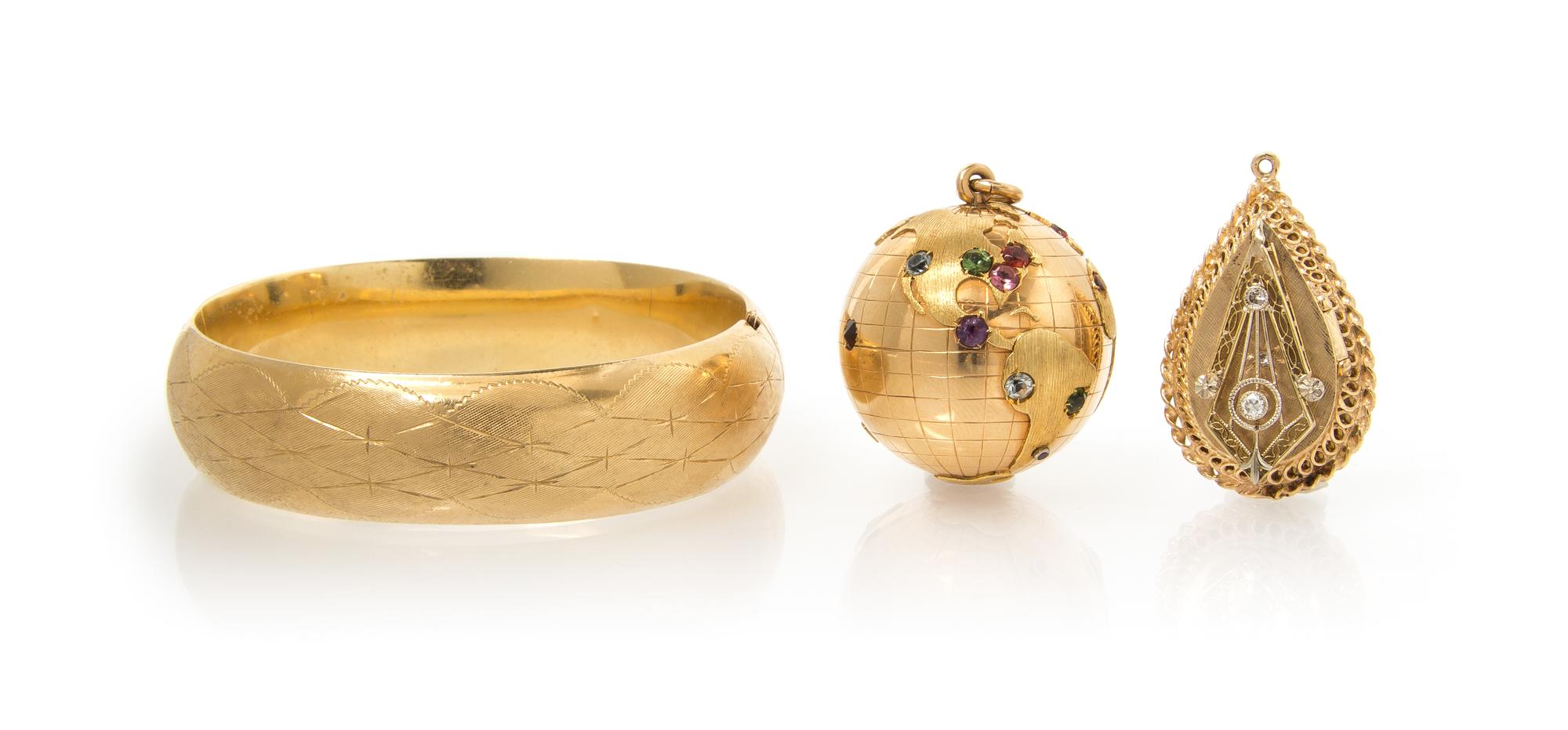 A Collection of Yellow Gold, Diamond and Multi Gem Jewelry, 34.30 dwts.