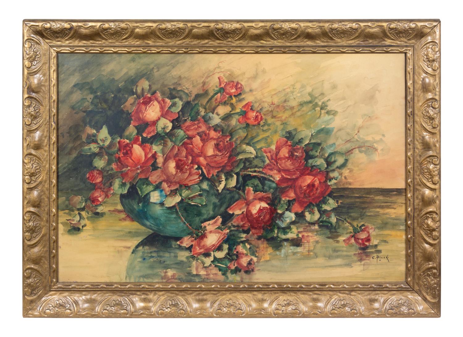 E. Plack (19th/20th century) Still Life with Flowers…