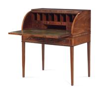 A George III Style Satinwood Inlaid Mahogany Metamorphic Desk