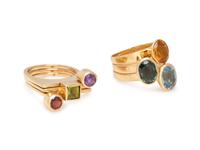 COLLECTION OF YELLOW GOLD AND GEMSTONE RINGS