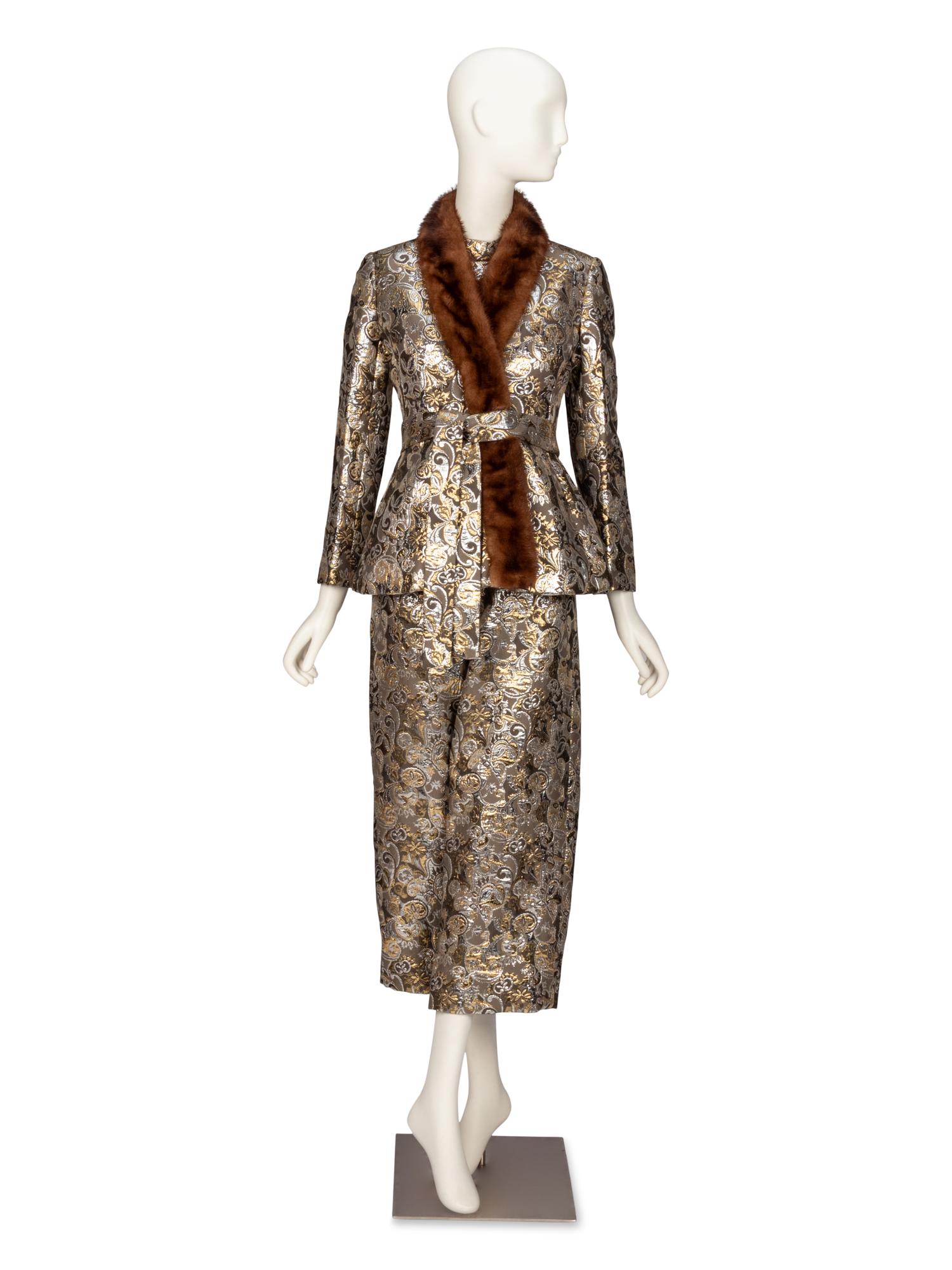 MOLLIE PARNIS, BROCADE JUMPSUIT ENSEMBLE