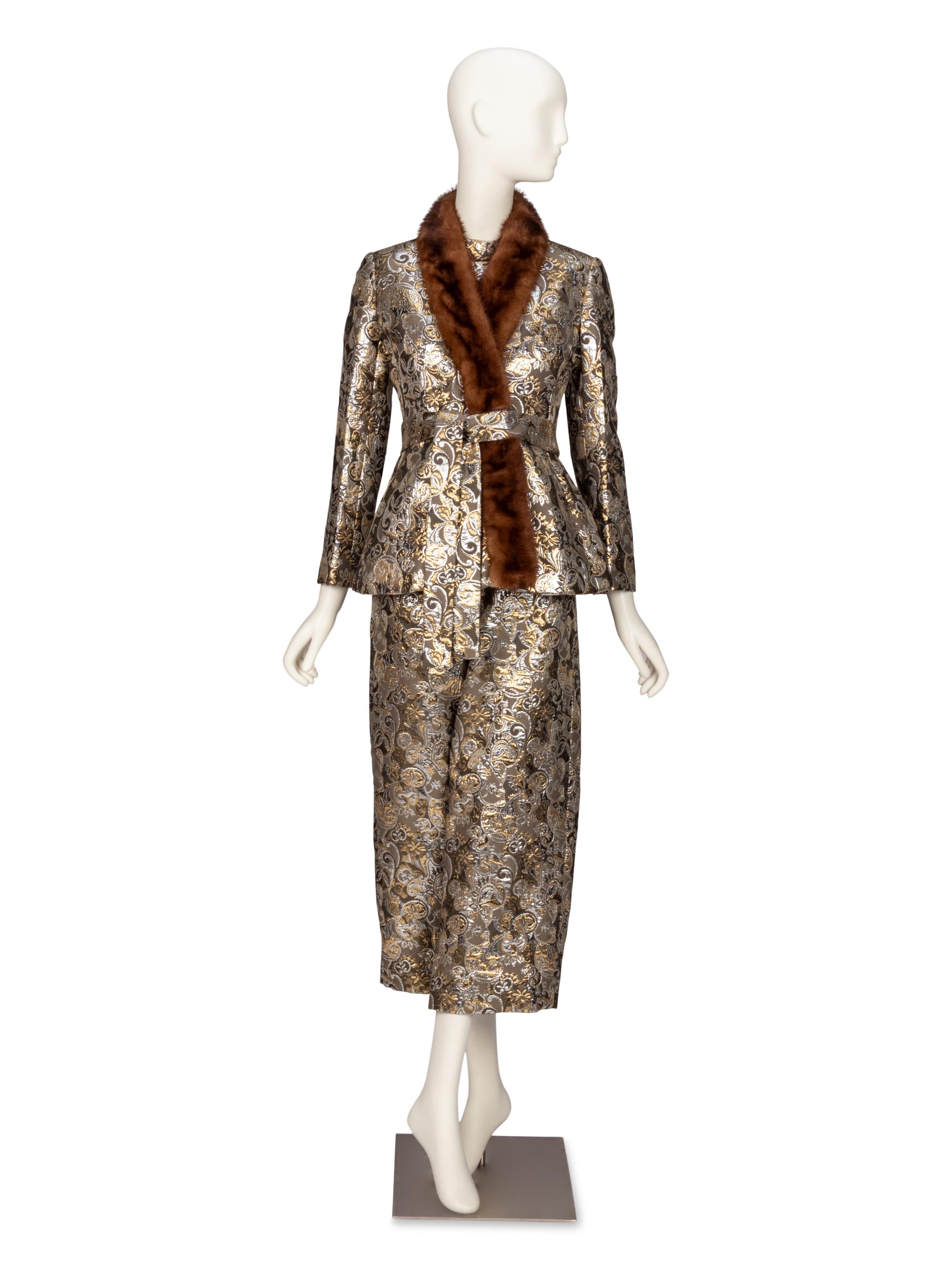 MOLLIE PARNIS, BROCADE JUMPSUIT ENSEMBLE