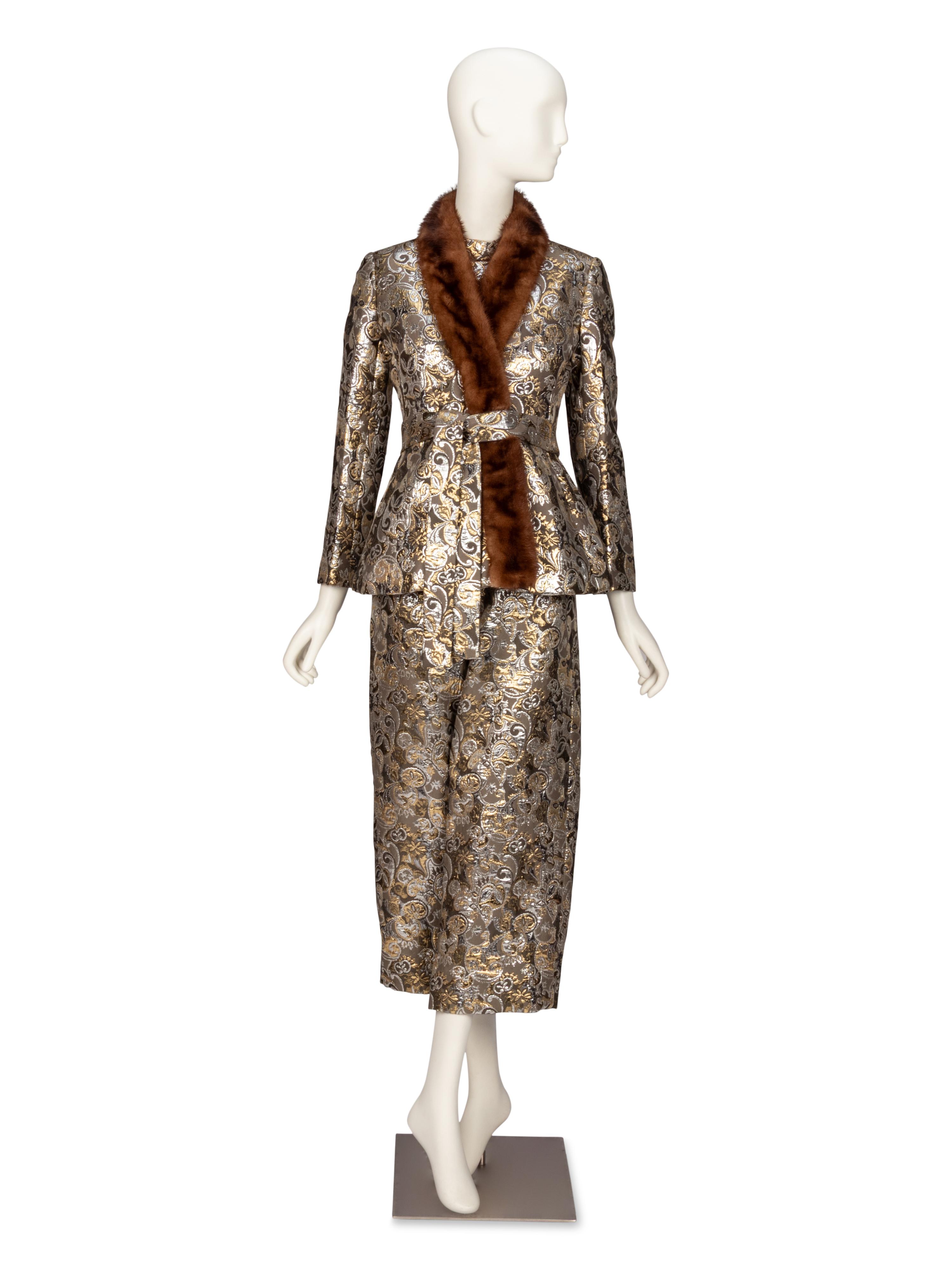 MOLLIE PARNIS, BROCADE JUMPSUIT ENSEMBLE