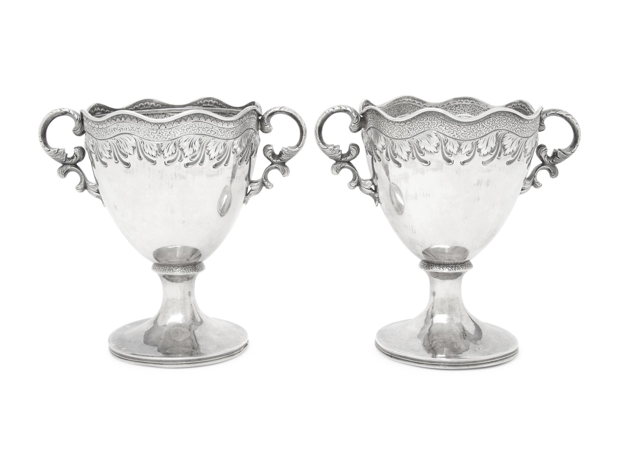 A Pair of S. Kirk Coin Silver Loving Cups
