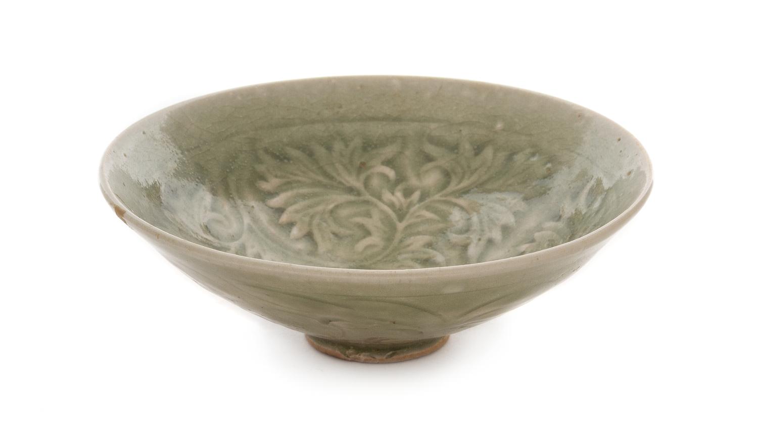 A Yaozhou Celadon Glazed Porcelain Bowl Diameter 6 inches.