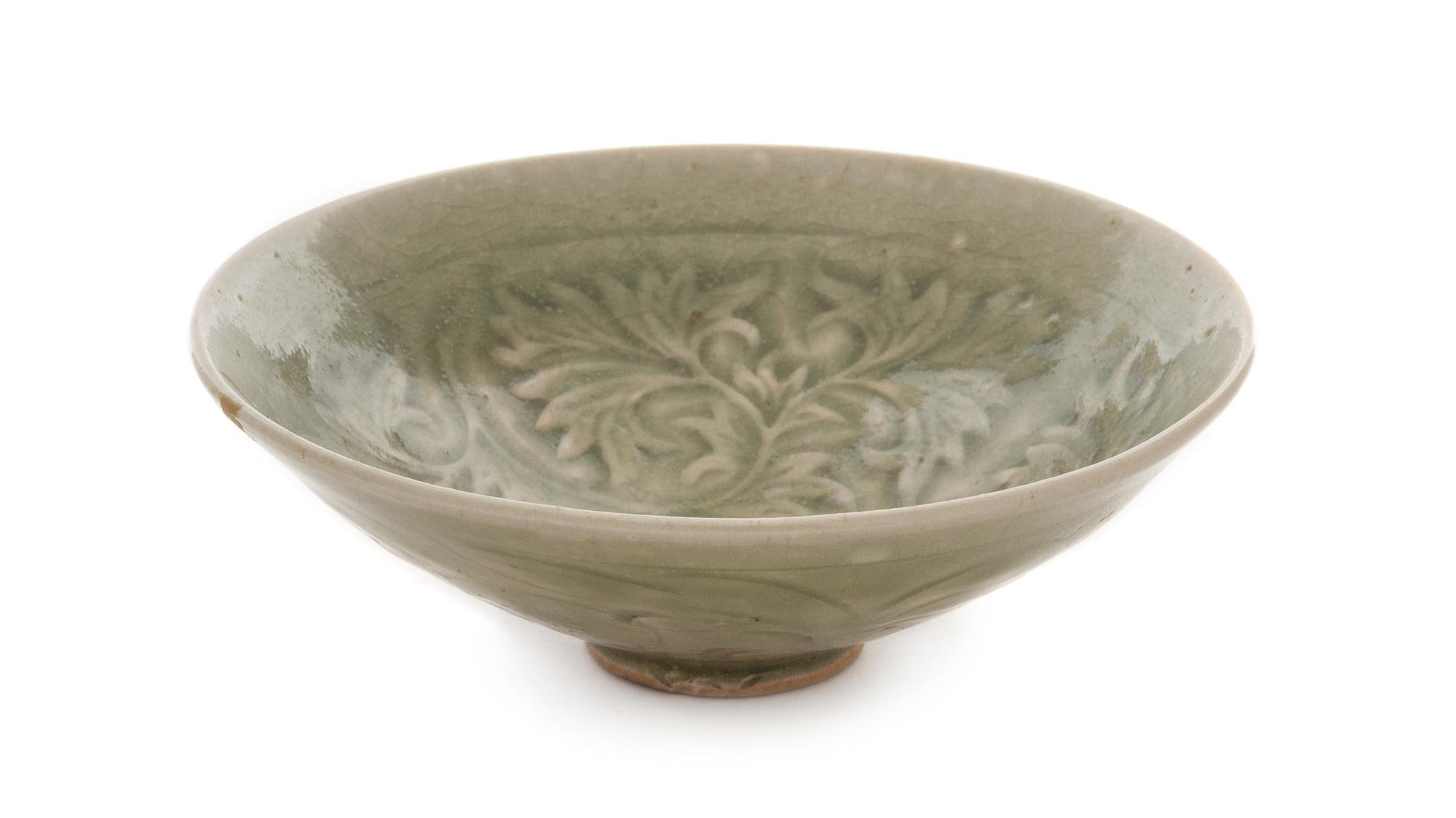 A Yaozhou Celadon Glazed Porcelain Bowl Diameter 6 inches.