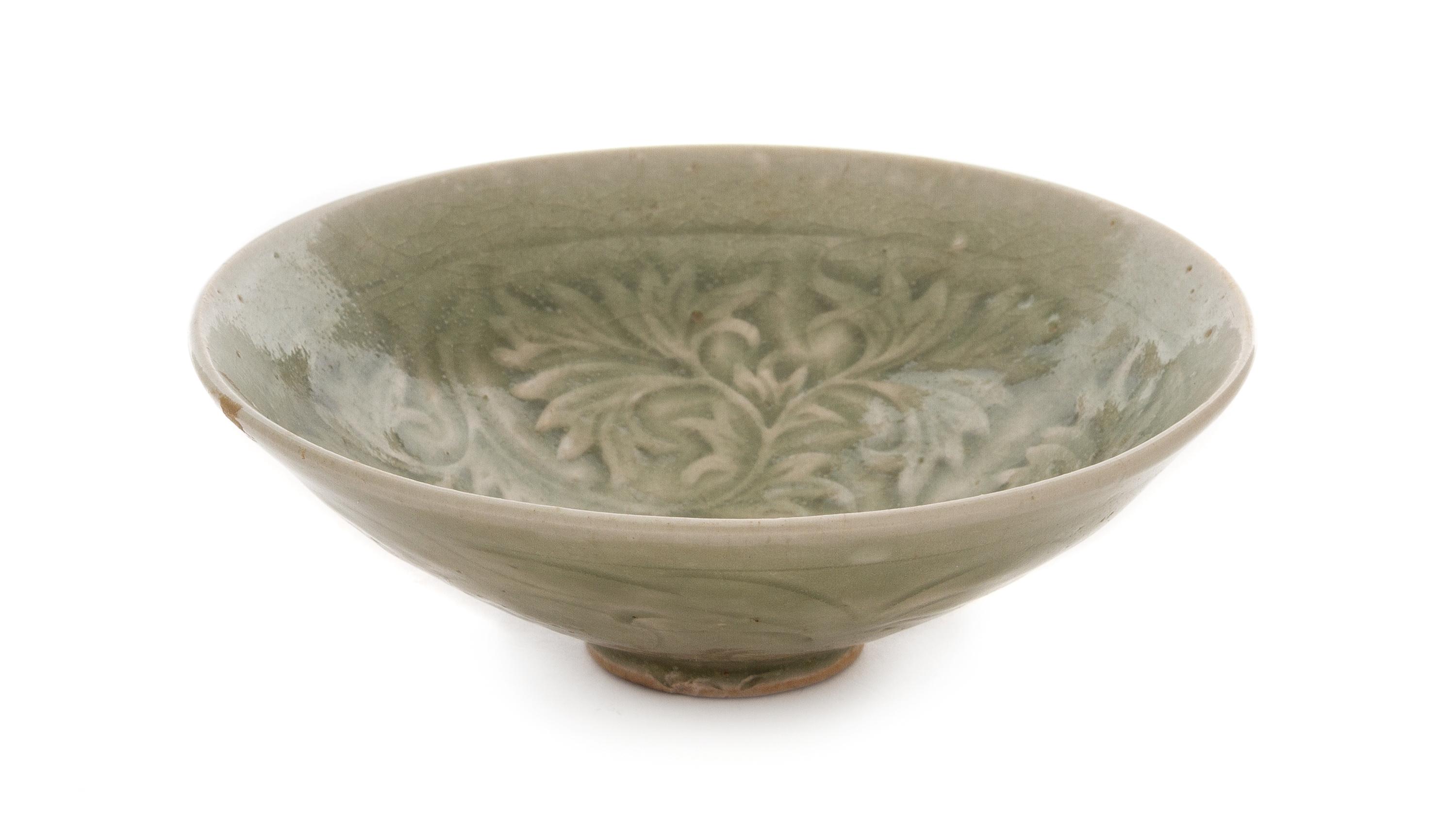 A Yaozhou Celadon Glazed Porcelain Bowl Diameter 6 inches.