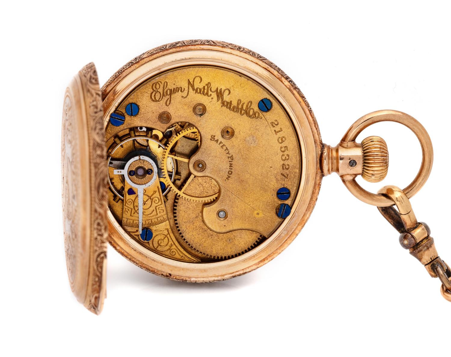 A 14 Karat Yellow Gold Hunter Case Pocket Watch,