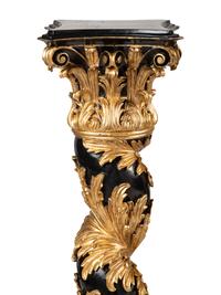 A Pair of Giltwood Baroque Style Column Pedestals