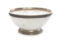 A Silvered Metal Mounted Carved Rock Crystal Center Bowl Diameter 17 1/2 inches. — 20TH CENTURY