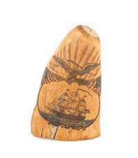 A Scrimshaw Tooth with Polychrome Depiction of the USS Pennsylvania