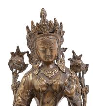 A Sino-Tibetan Gilt Bronze Figure of Tara