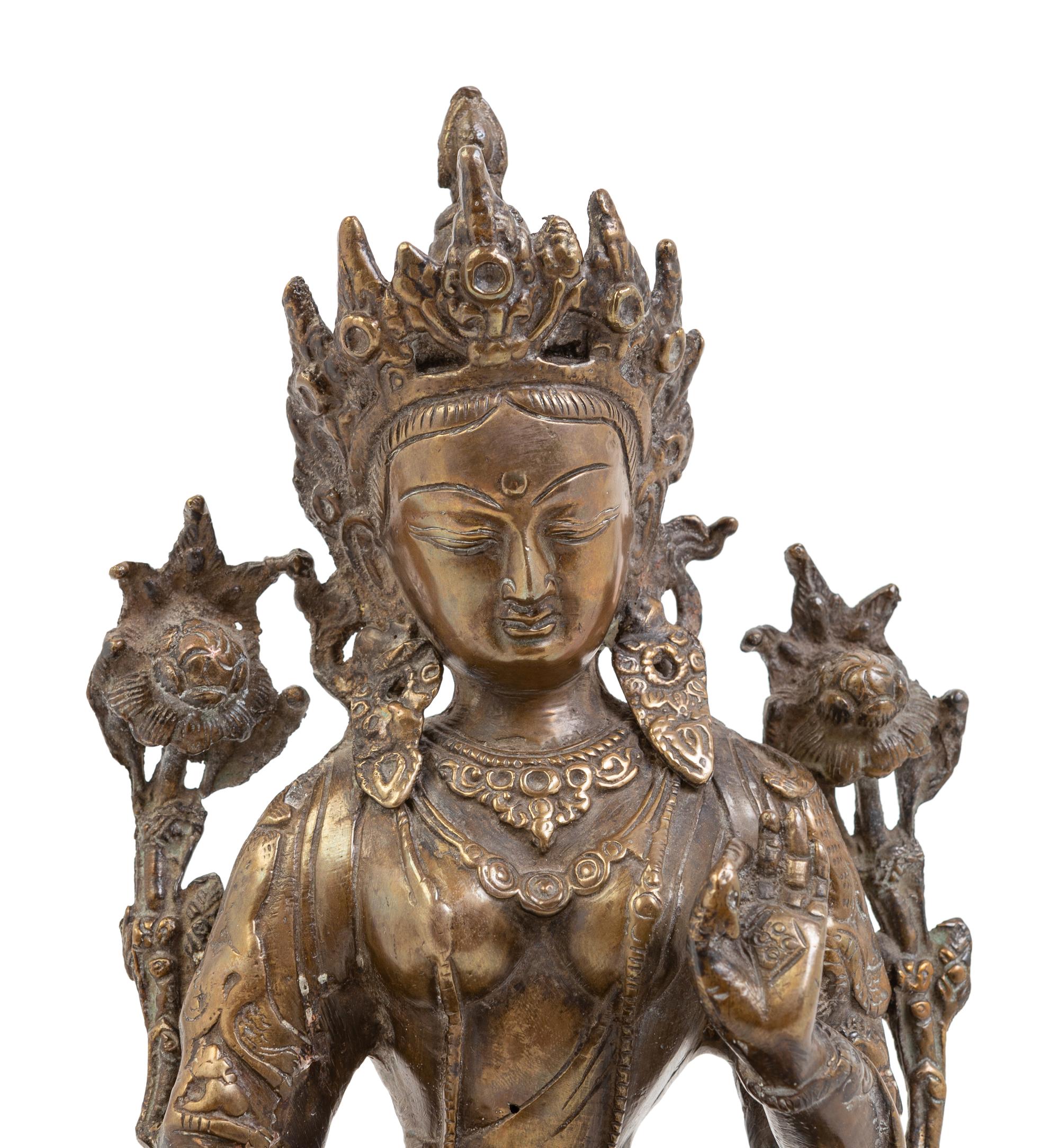 A Sino-Tibetan Gilt Bronze Figure of Tara