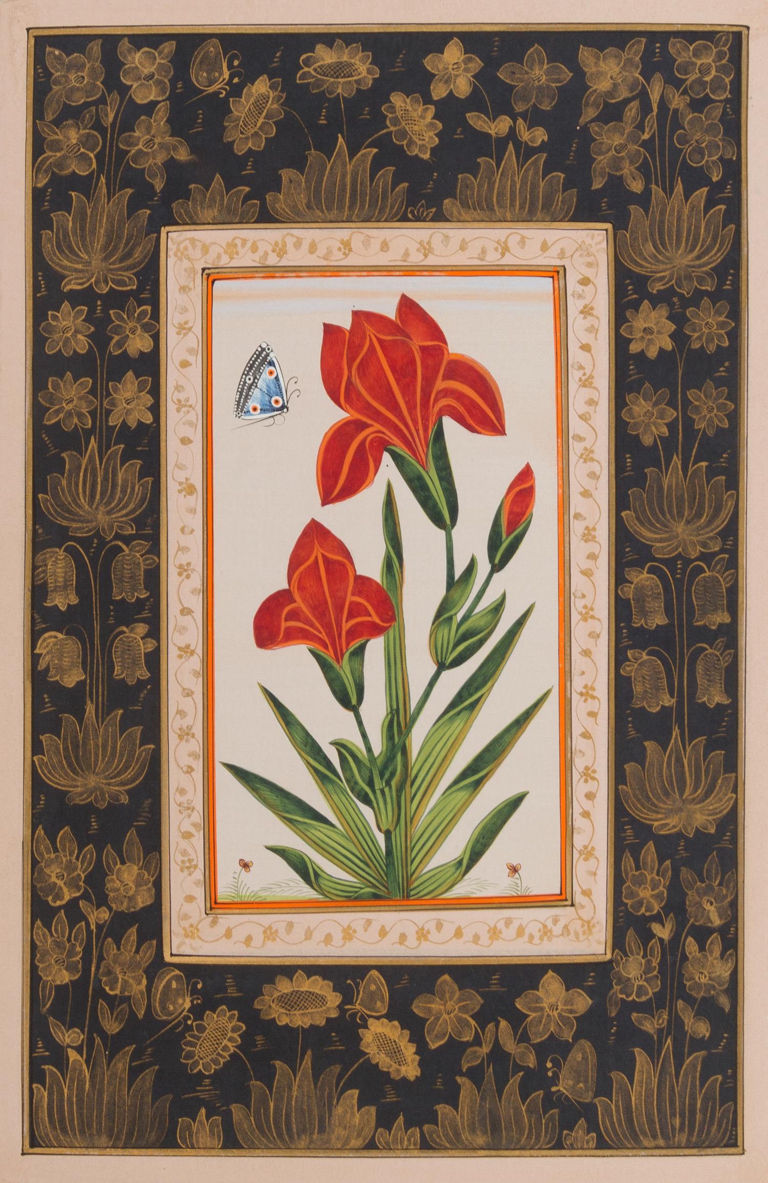 A Group of Four Illuminated Manuscripts Height of each 13 x width 8 3/4 inches.