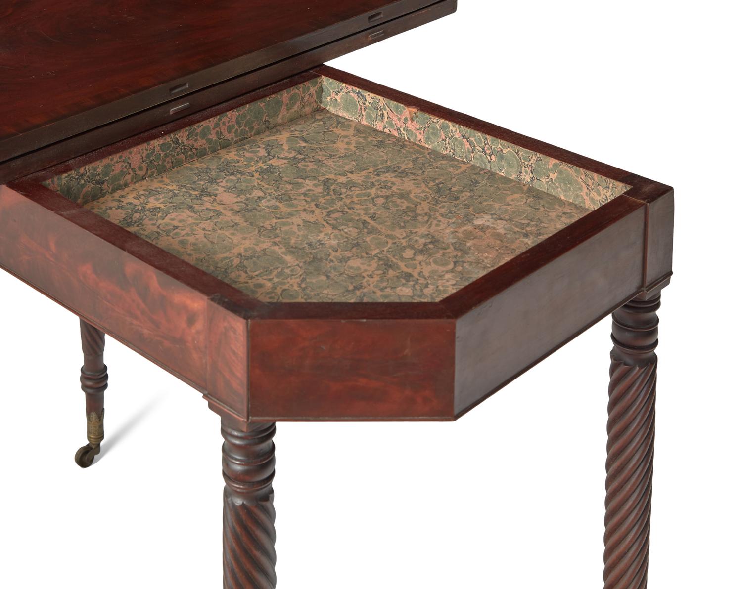 A Federal Figured Mahogany Card Table