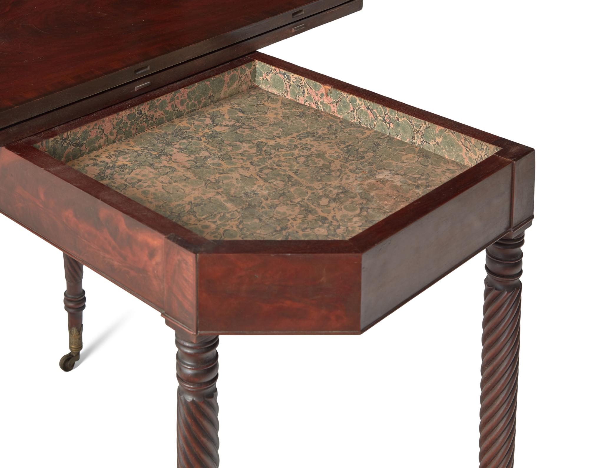 A Federal Figured Mahogany Card Table