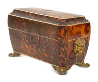 A Regency Tortoise Shell Veneered Tea Caddy
