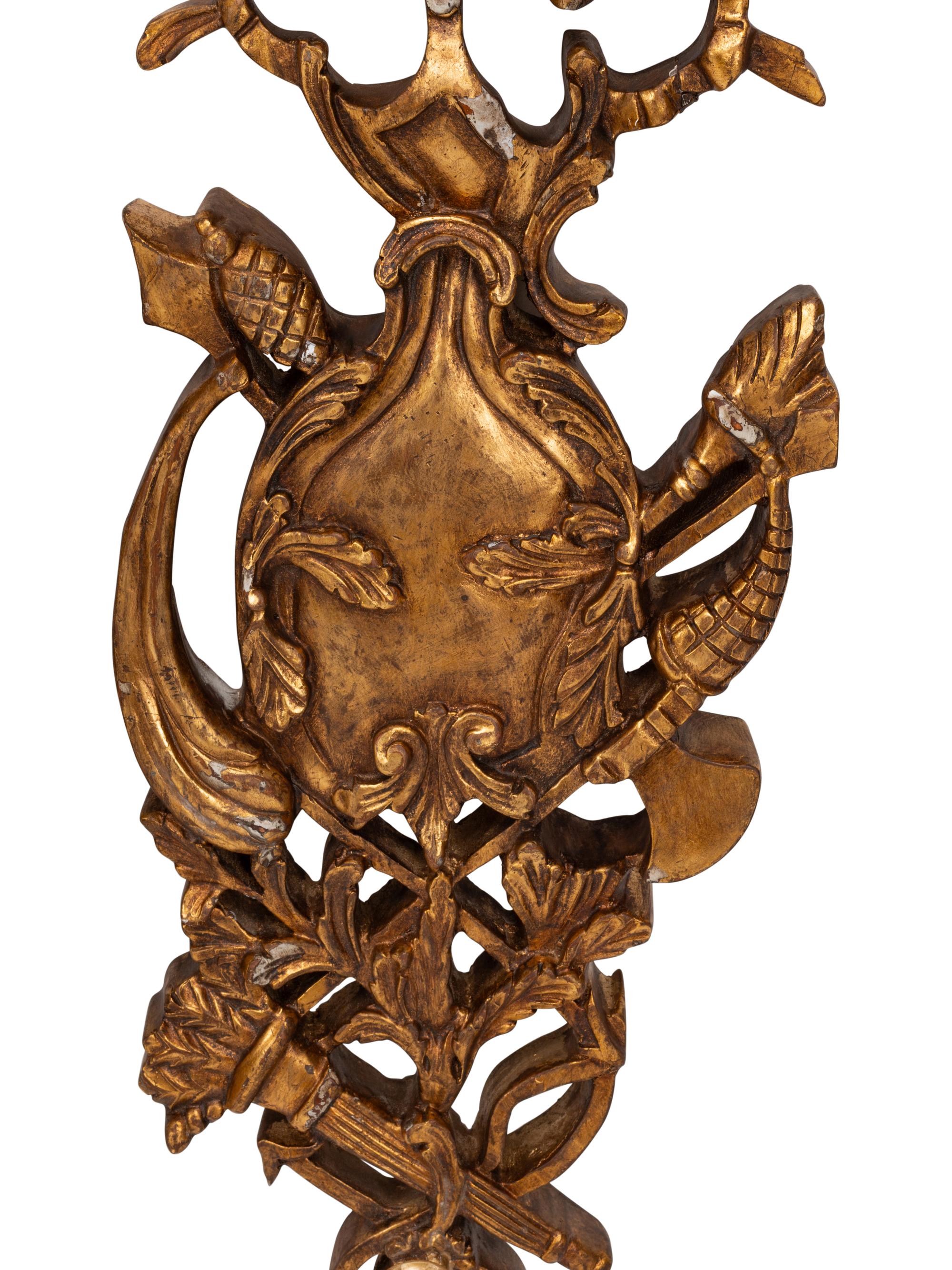 A Set of Four Louis XV Style Giltwood Single-Light Sconces