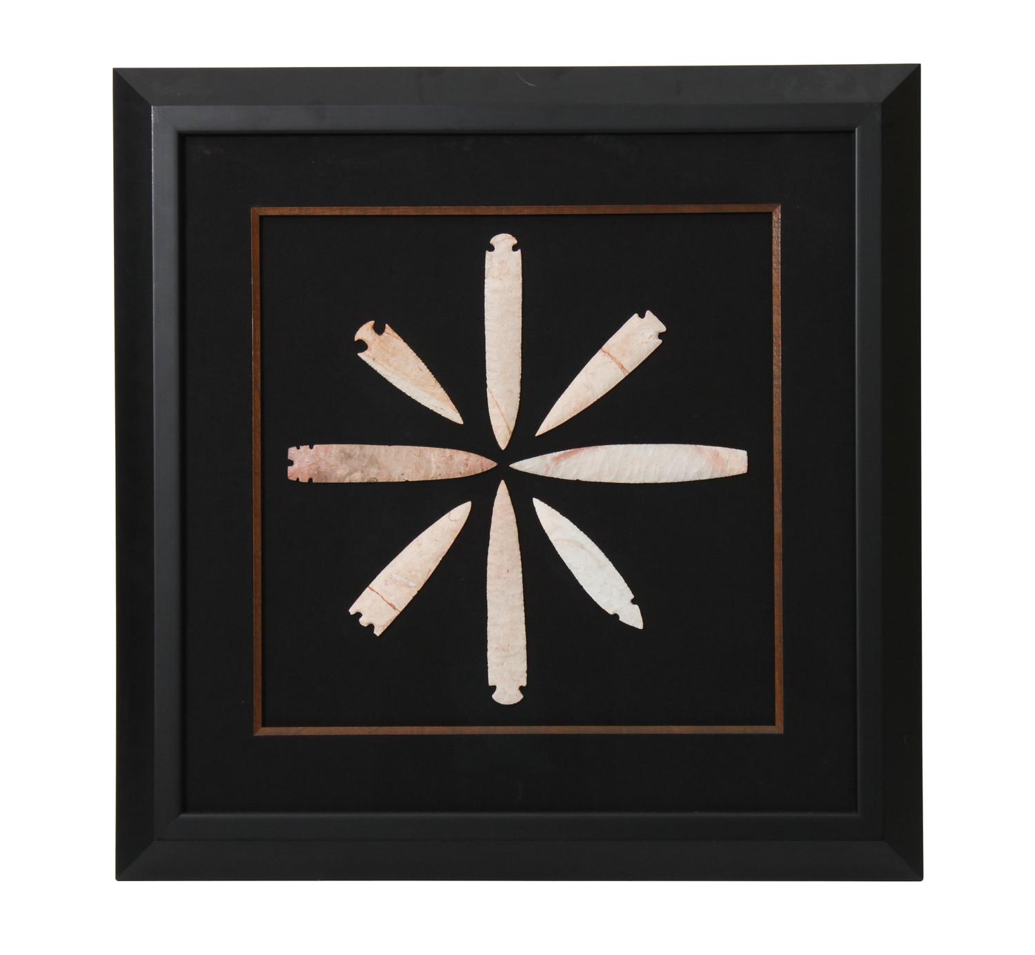 Four Framed Groups of Arrowheads Height 17 1/4 x width 17 1/4 inches (each)
