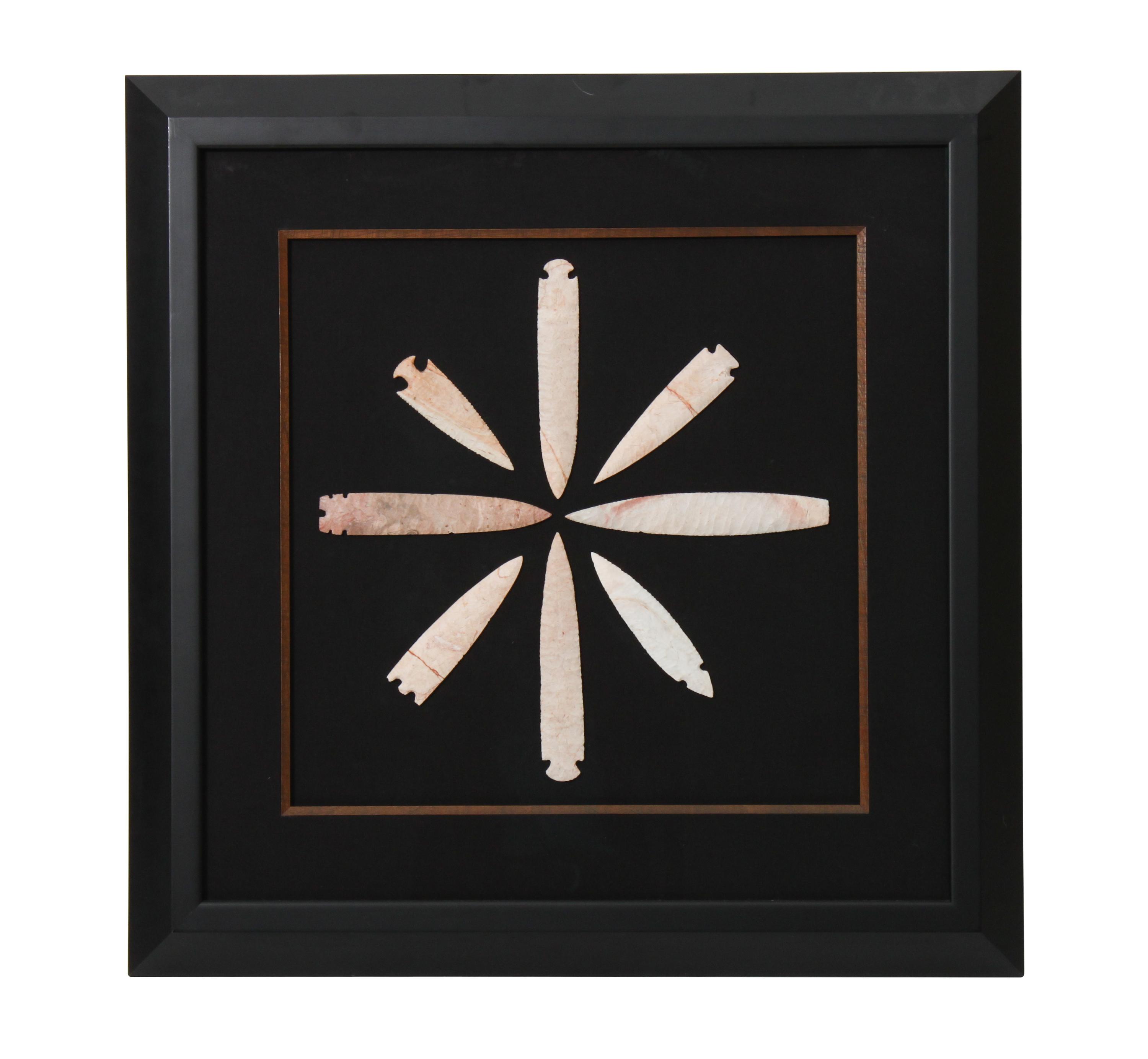 Four Framed Groups of Arrowheads Height 17 1/4 x width 17 1/4 inches (each)