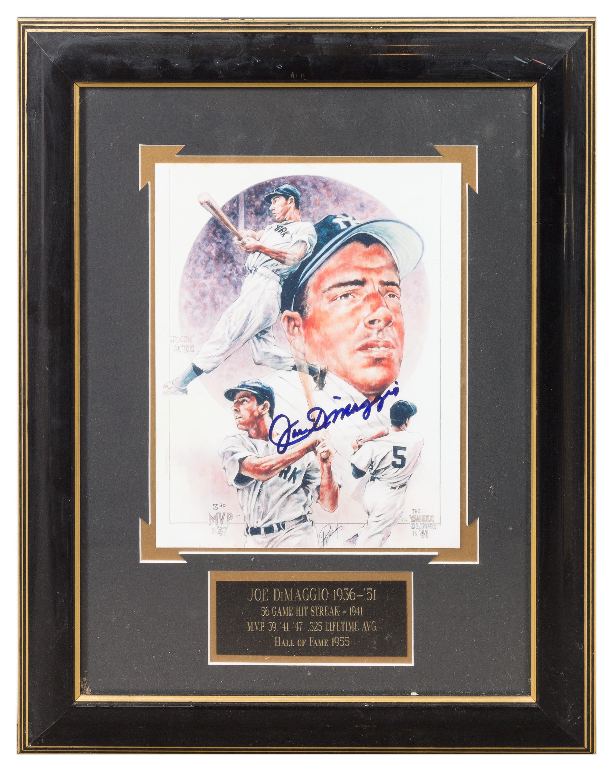 A Joe DiMaggio Autographed Photo 19 x 15 1/4 inches overall.