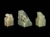 Three Chinese Celadon Jade Seals