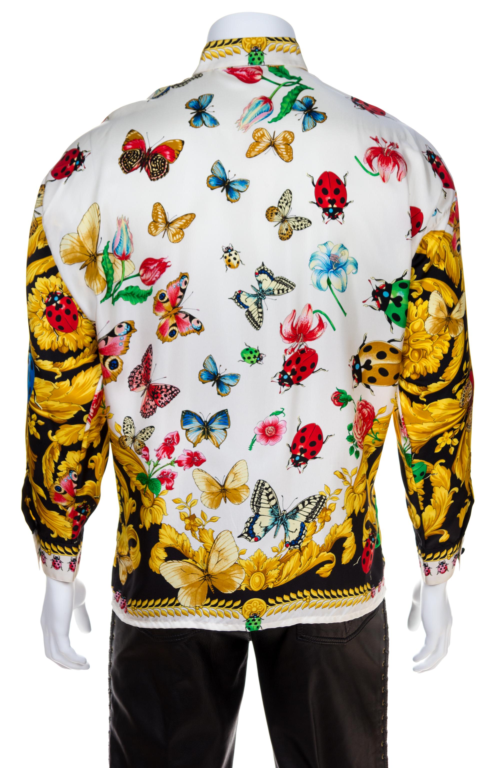 A Gianni Versace Silk Print Shirt, Size 46.