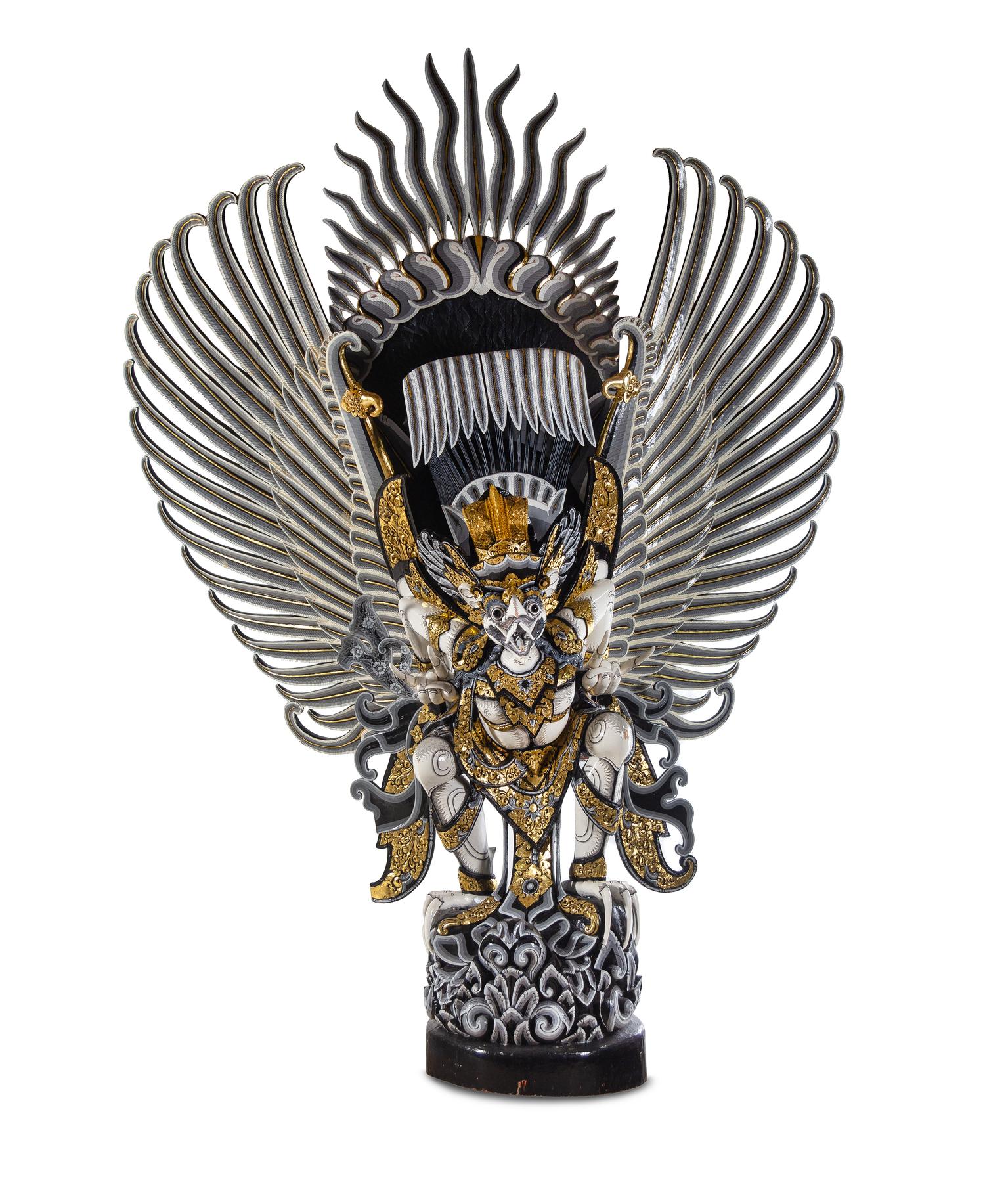 A Monumental Thai Painted and Parcel Gilt Garuda