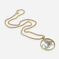An Anthony Lent 18K Yellow Gold Necklace with Demon and Lady Pendant